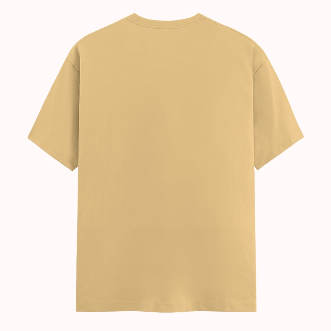 Words Armor solid plain beige t shirt back view for men and women