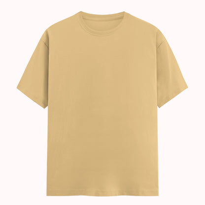 Words Armor solid plain beige t shirt front view for men and women