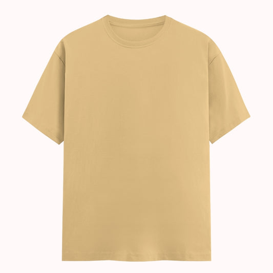 Words Armor solid plain beige t shirt front view for men and women