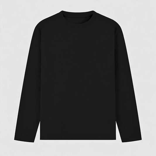 Words Armor solid plain black full sleeve t shirt front view for men and women