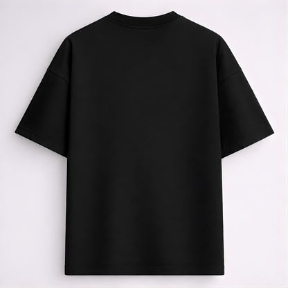 Words Armor solid plain black oversized t shirt back view for men and women