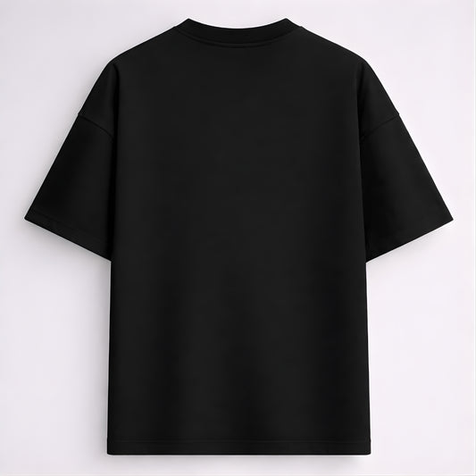 Words Armor solid plain black oversized t shirt back view for men and women
