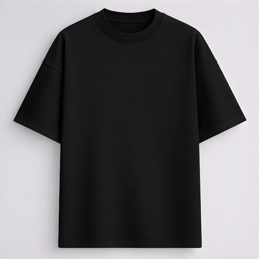 Words Armor solid plain black oversized t shirt front view for men and women