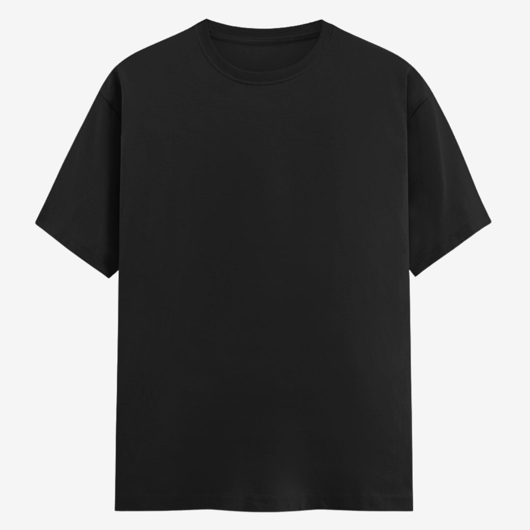 Words Armor solid plain black t shirt front view for men and women