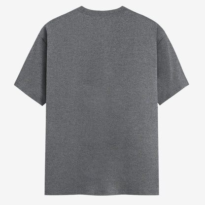Words Armor solid plain charcoal grey t shirt back view for men and women