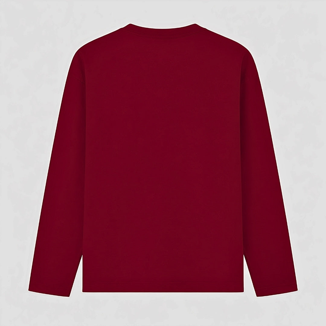 Words Armor solid plain maroon full sleeve t shirt back view for men and women