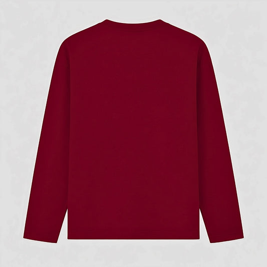 Words Armor solid plain maroon full sleeve t shirt back view for men and women