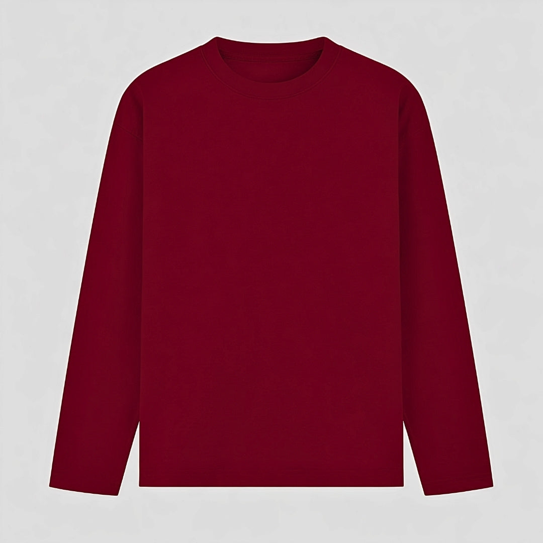 Words Armor solid plain maroon full sleeve t shirt front view for men and women