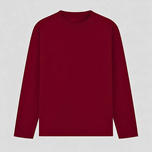 Words Armor solid plain maroon full sleeve t shirt front view for men and women