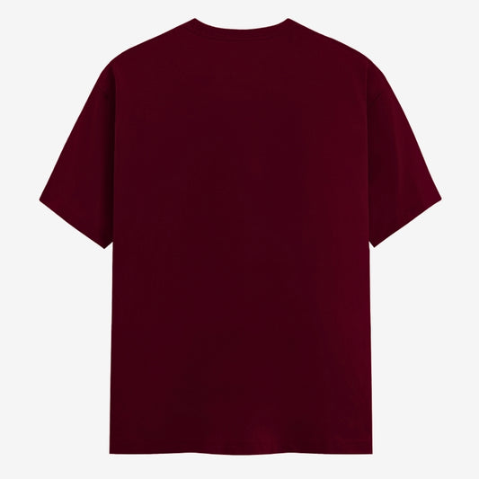 Words Armor solid plain maroon t shirt back view for men and women