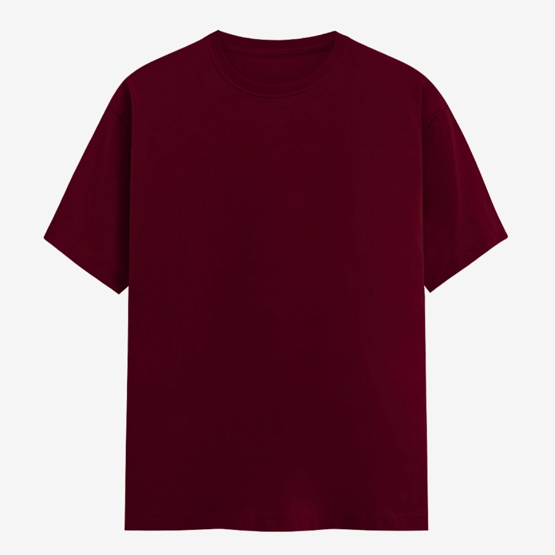 Words Armor solid plain maroon t shirt front view for men and women