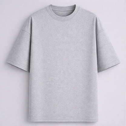 Words Armor solid plain melange grey oversized t shirt front view for men and women