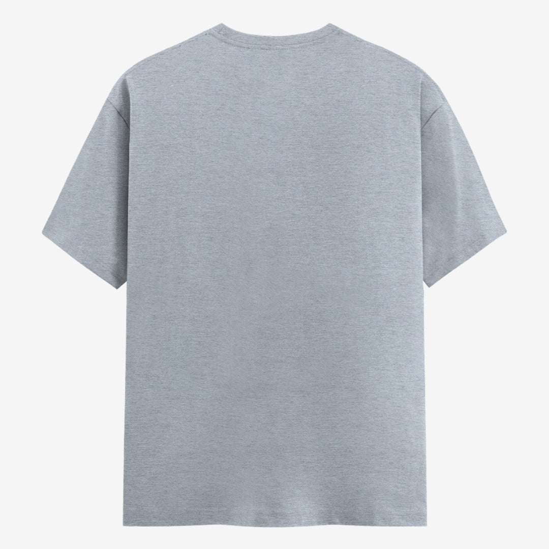 Words Armor solid plain melange grey t shirt back view for men and women