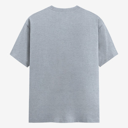 Words Armor solid plain melange grey t shirt back view for men and women