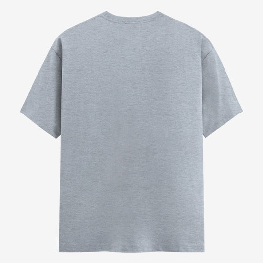 Words Armor solid plain melange grey t shirt back view for men and women