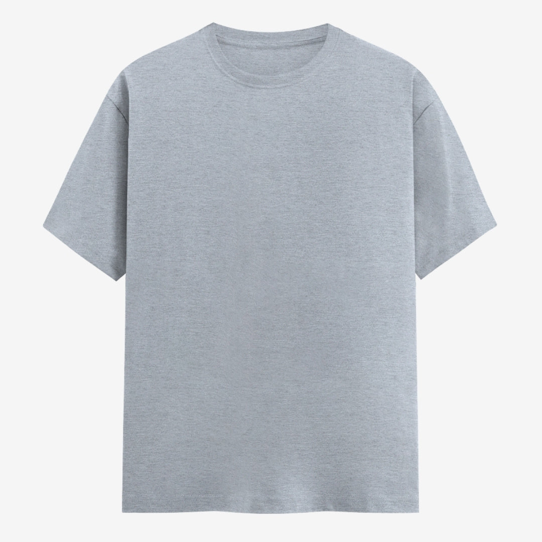 Words Armor solid plain melange grey t shirt front view for men and women