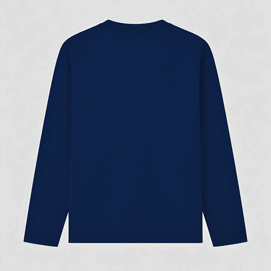 Words Armor solid plain navy full sleeve t shirt back view for men and women
