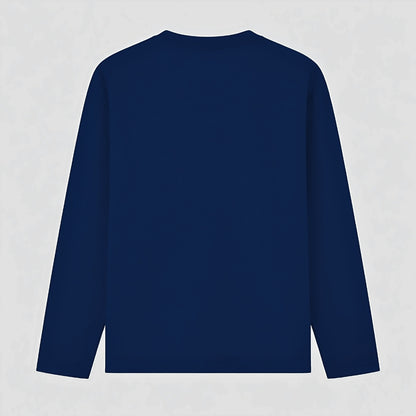 Words Armor solid plain navy full sleeve t shirt back view for men and women