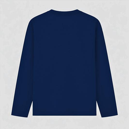 Words Armor solid plain navy full sleeve t shirt back view for men and women