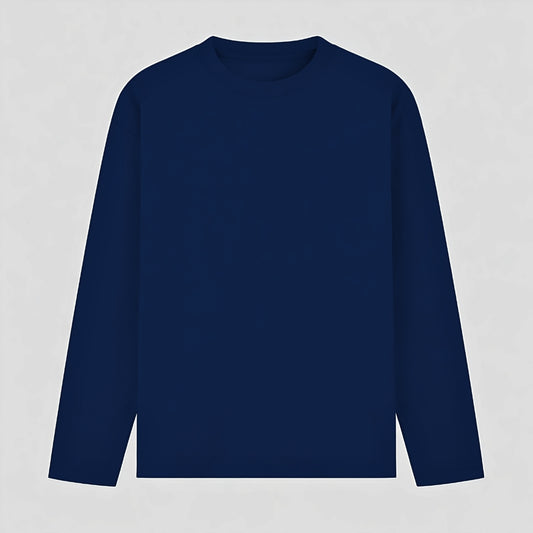 Words Armor solid plain navy full sleeve t shirt front view for men and women