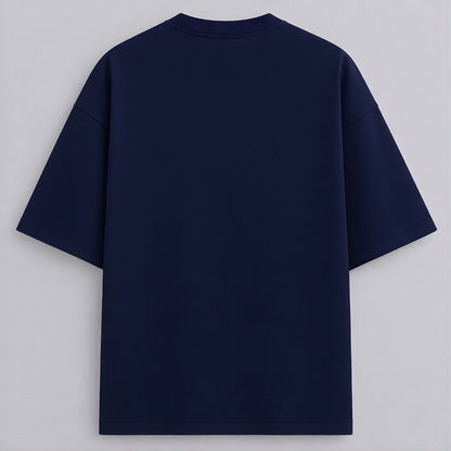 Words Armor solid plain navy oversized t shirt back view for men and women