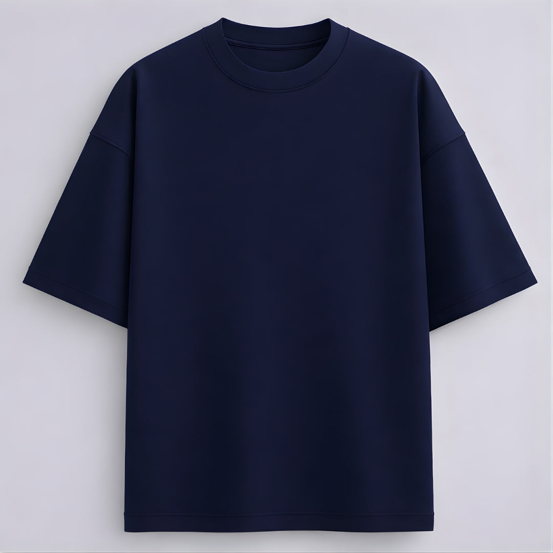 Words Armor solid plain navy oversized t shirt front view for men and women