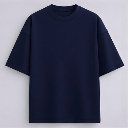 Words Armor solid plain navy oversized t shirt front view for men and women