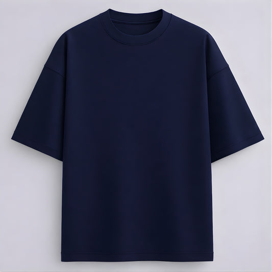 Words Armor solid plain navy oversized t shirt front view for men and women