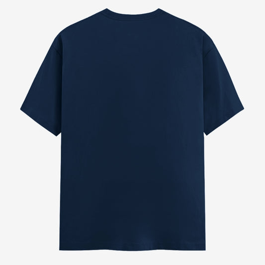 Words Armor solid plain navy t shirt back view for men and women