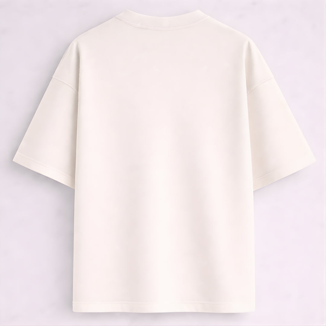 Words Armor solid plain off white oversized t shirt back view for men and women
