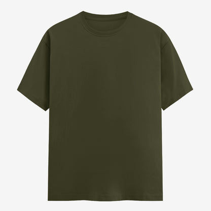 Words Armor solid plain olive green t shirt front view for men and women