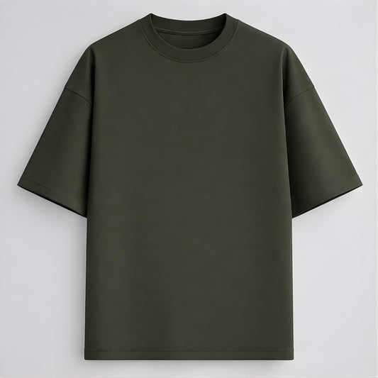 Words Armor solid plain olive oversized t shirt front view for men and women