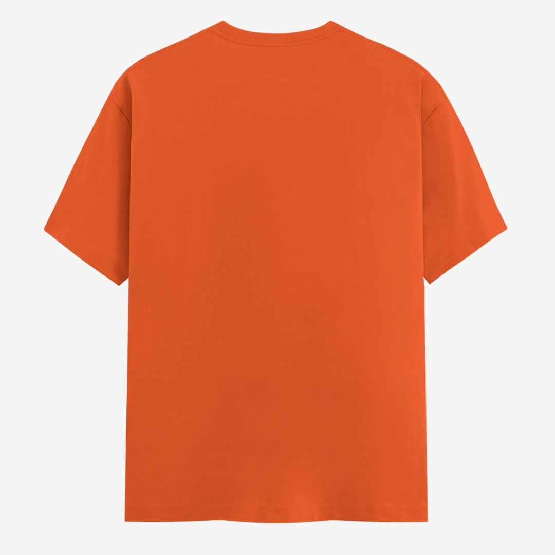 Words Armor solid plain orange t shirt back view for men and women
