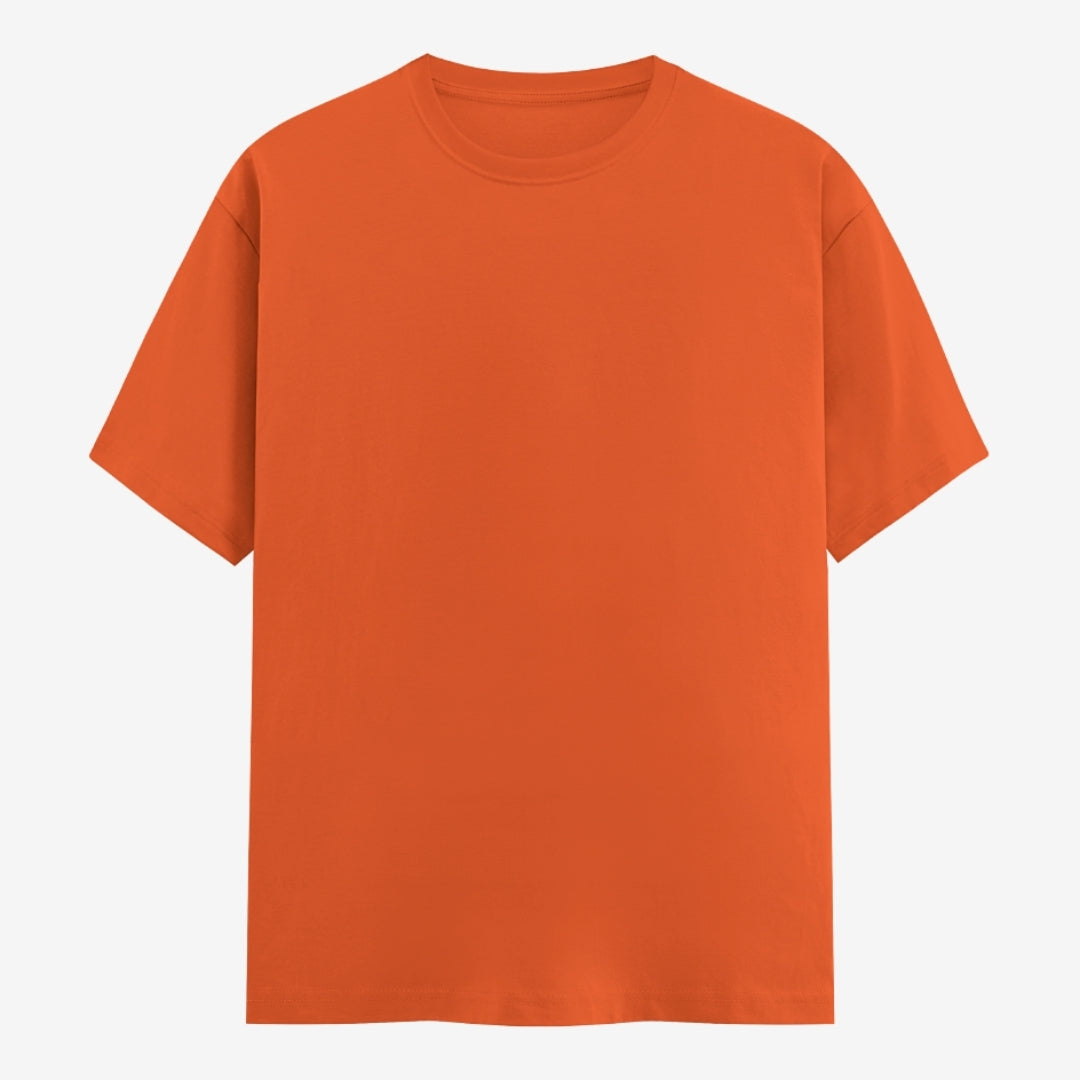 Words Armor solid plain orange t shirt front view for men and women