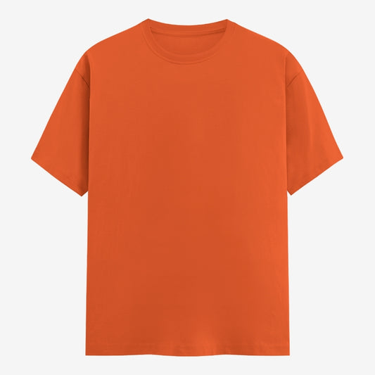 Words Armor solid plain orange t shirt front view for men and women