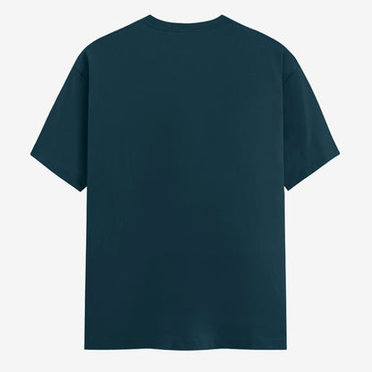 Words Armor solid plain petrol blue t shirt back view for men and women