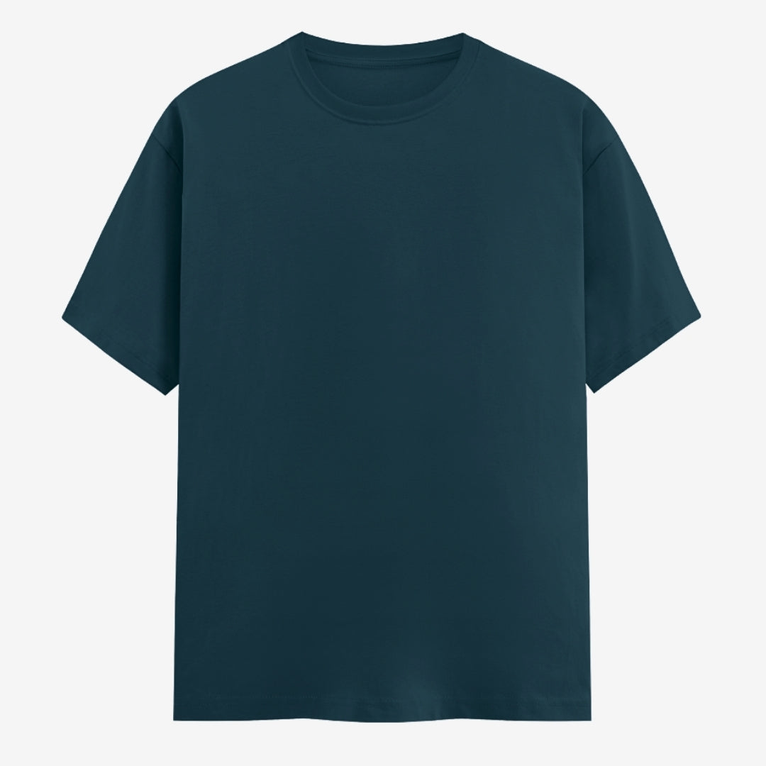 Words Armor solid plain petrol blue t shirt front view for men and women