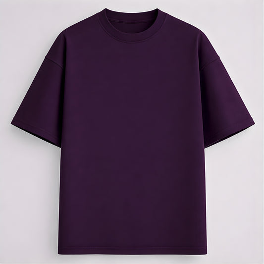 Words Armor solid plain purple oversized t shirt front view for men and women