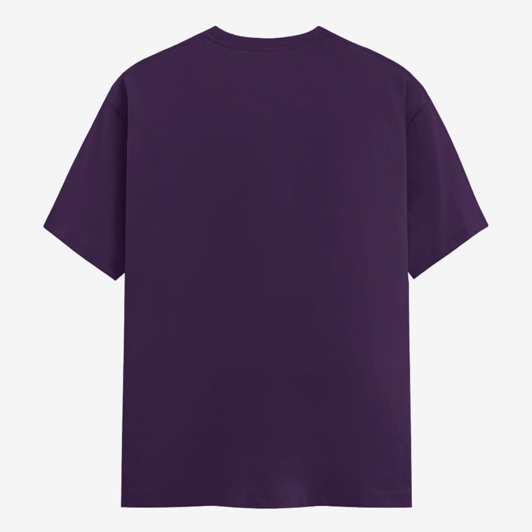 Words Armor solid plain purple t shirt back view for men and women