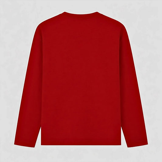 Words Armor solid plain red full sleeve t shirt back view for men and women