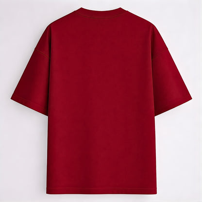Words Armor solid plain red oversized t shirt back view for men and women