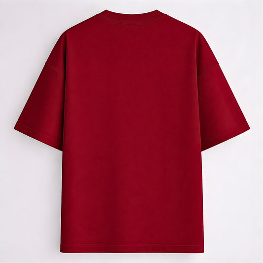 Words Armor solid plain red oversized t shirt back view for men and women
