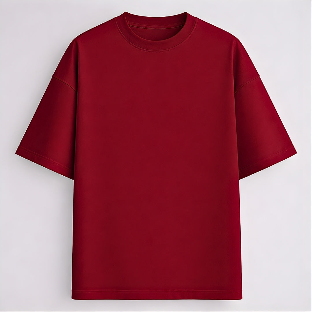 Words Armor solid plain red oversized t shirt front view for men and women