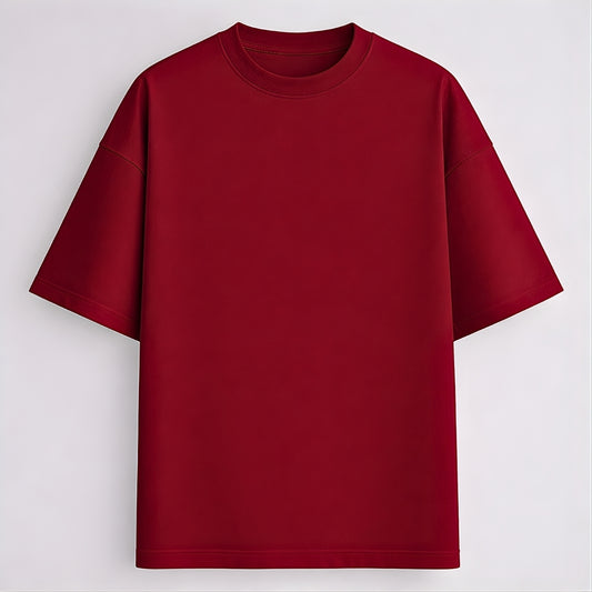 Words Armor solid plain red oversized t shirt front view for men and women