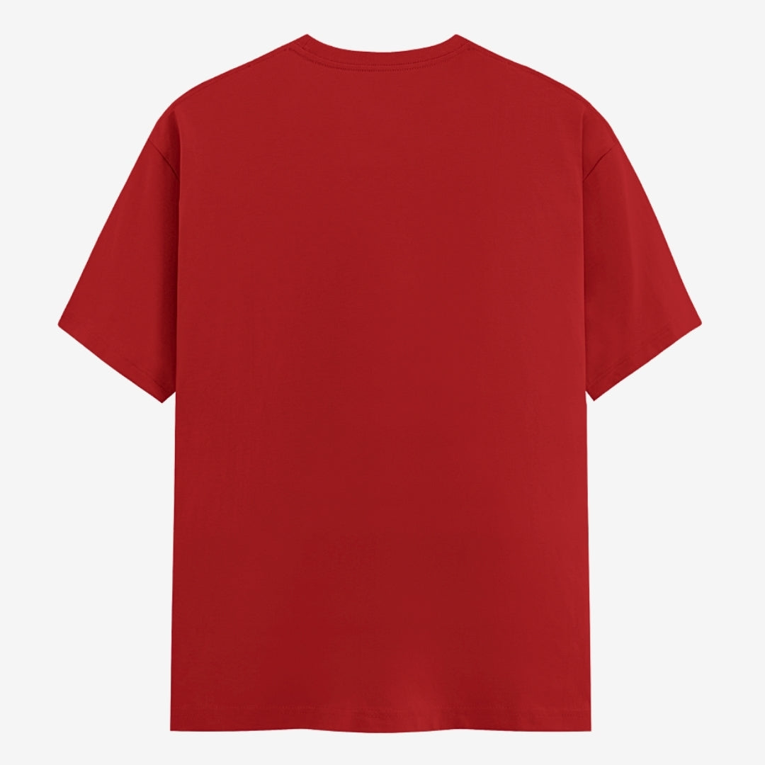 Words Armor solid plain red t shirt back view for men and women