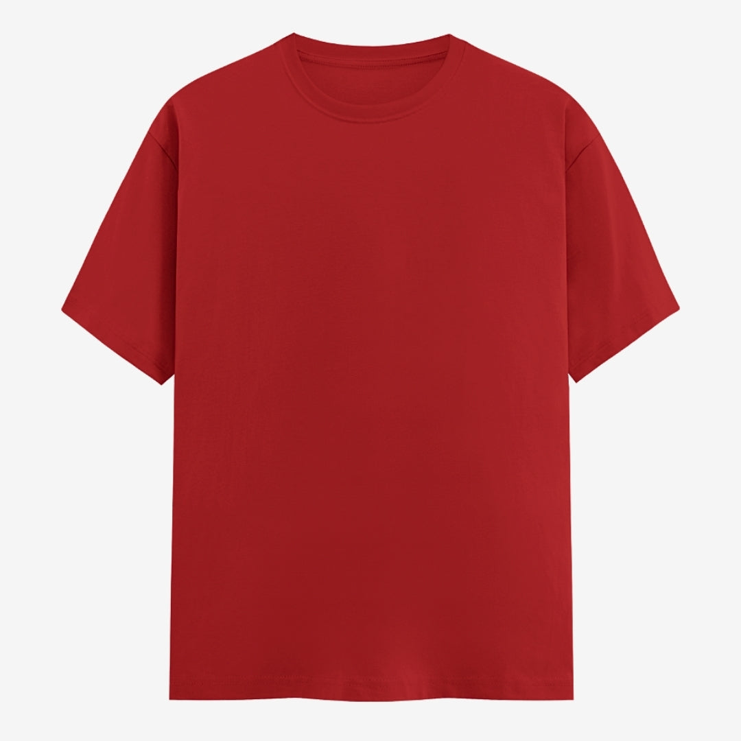 Words Armor solid plain red t shirt front view for men and women
