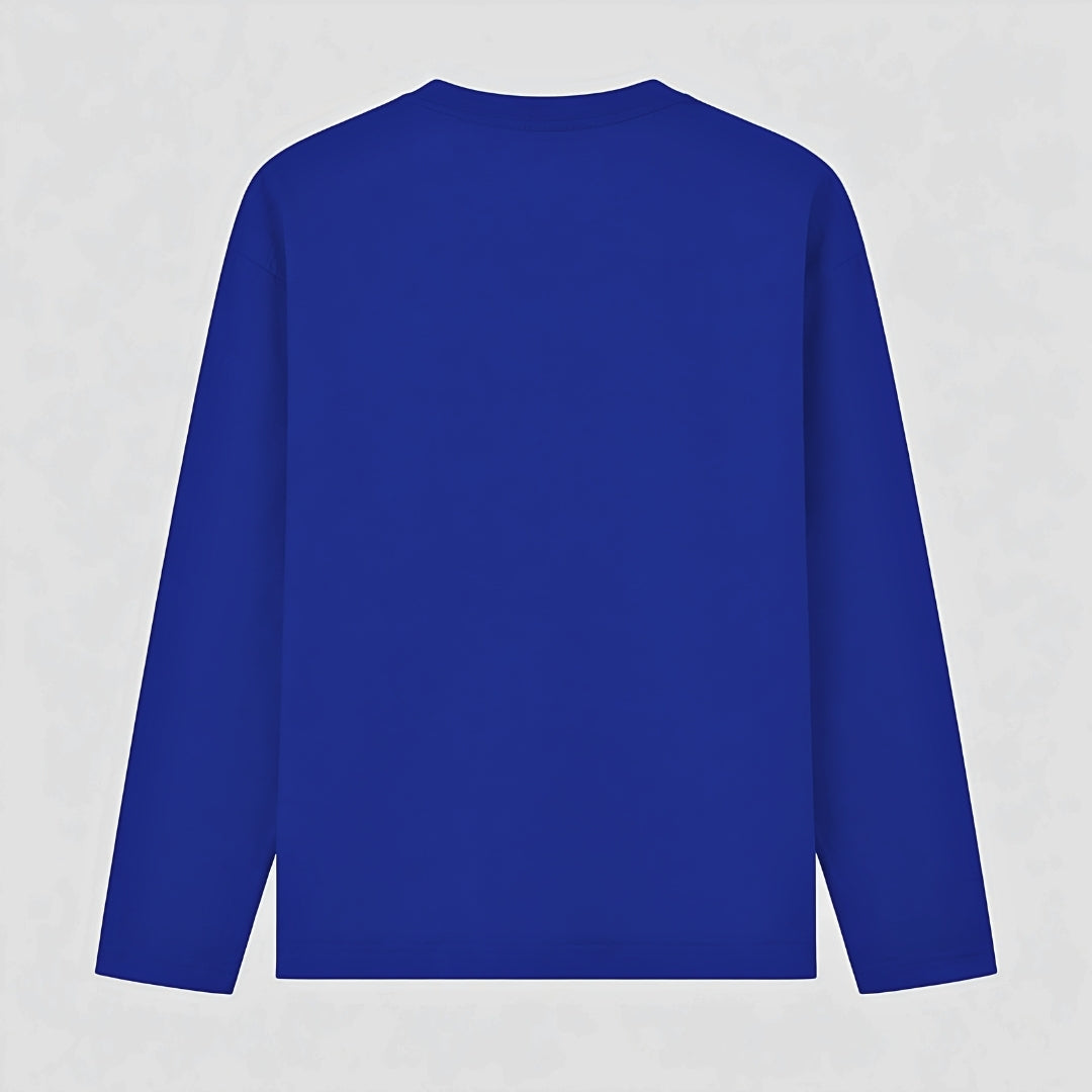 Words Armor solid plain royal blue full sleeve t shirt back view for men and women