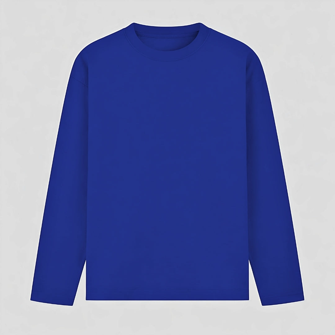 Words Armor solid plain royal blue full sleeve t shirt front view for men and women
