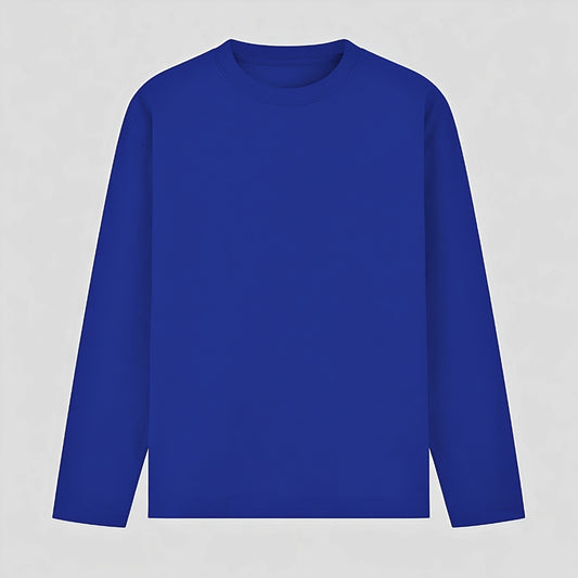 Words Armor solid plain royal blue full sleeve t shirt front view for men and women