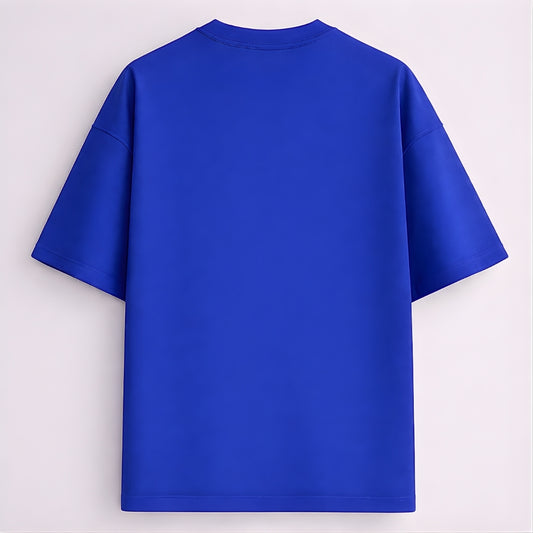 Words Armor solid plain royal blue oversized t shirt back view for men and women